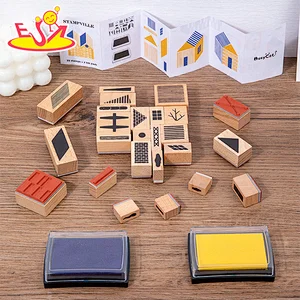 2023 New Educational DIY Art Craft Wooden Town Stamp Toy Set For Kids W18A210