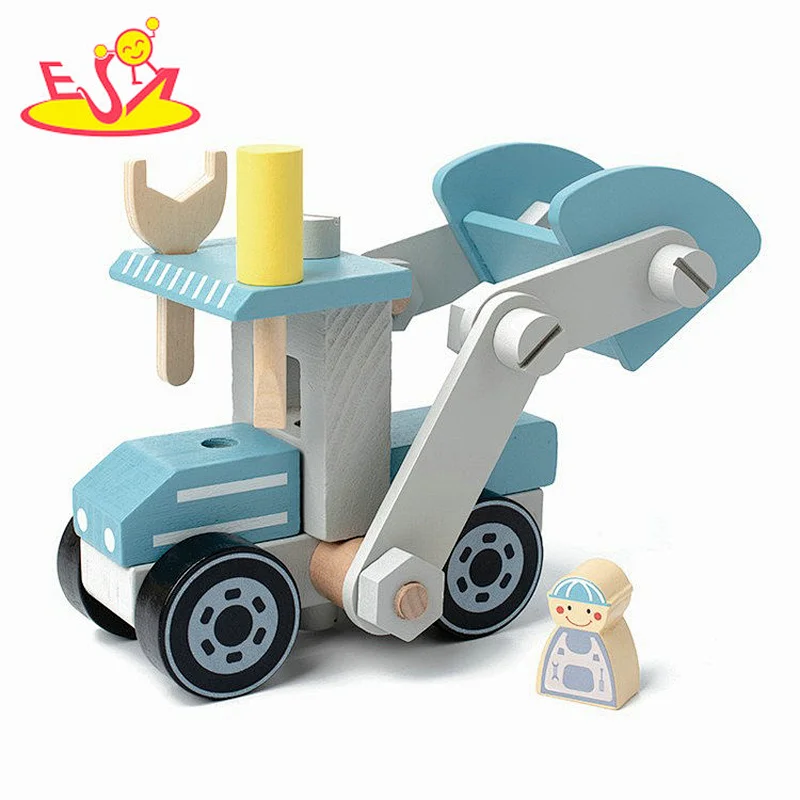 Educational Assembly Engineering Tools Set Wooden Fire Truck Toy For Kids W04A598