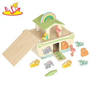 Hot Selling Educational Animal Shape Sorter Wooden Noah Ark Toy For Kids W12D484