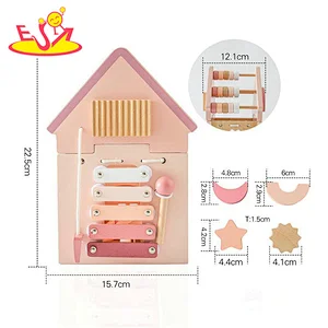 Multifunction Educational Pink House Shaped Wooden Shape Sorter Toy For Kids W12D497