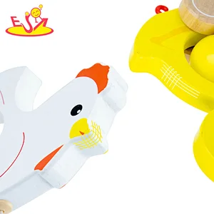 Hot Selling Kids Educational Pull Along Toy Wooden Chick Dragging Cart W05B211