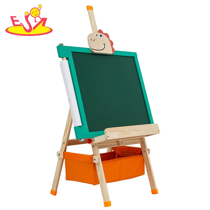 New Design Kids Drawing Toy Adjustable Wooden Easel With Double-sided Board W12B239