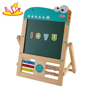 New Style Educational Double-sided Wooden Standing Drawing Board For Kids W12B241