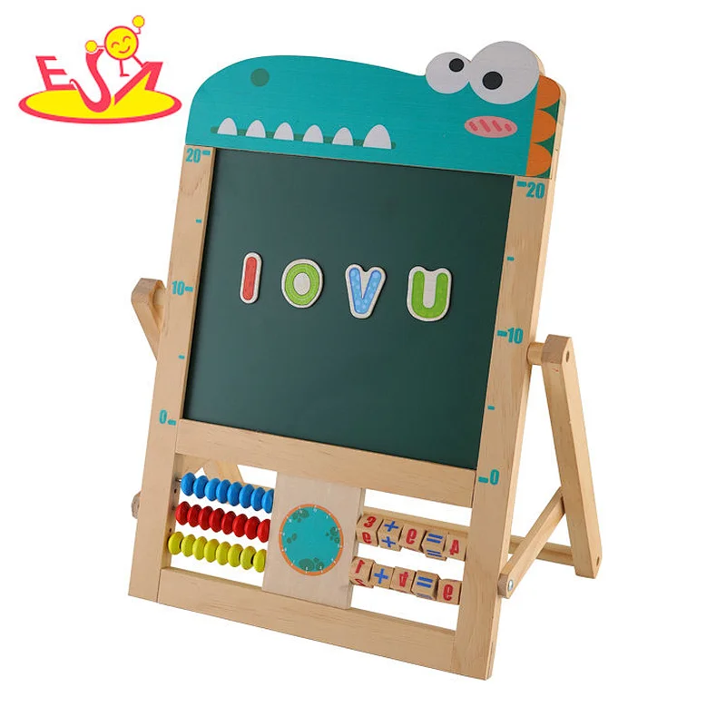 New Style Educational Double-sided Wooden Standing Drawing Board For Kids W12B241