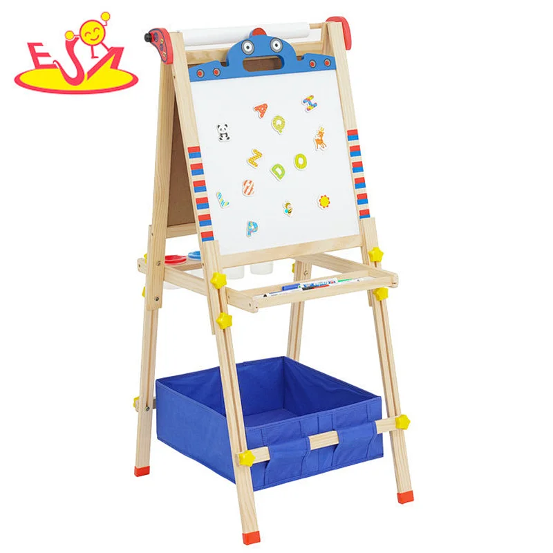 Popular Double-sided Easel Adjustable Wooden Magnetic Drawing Board For Kids W12B240
