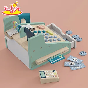 Kids Pretend Play Supermarket Shopping Game Wooden Cash Register Toy W10A163