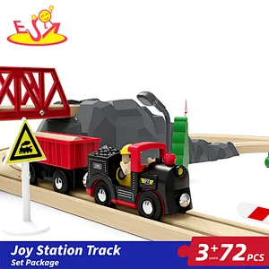 New Arrival Educational Assembly 72 Pcs Wooden Station Track Set For Kids W04C242