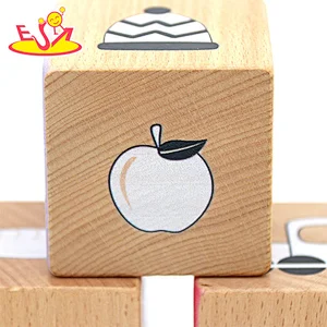 Wholesale Eco-Friendly Cartoon Pattern Wooden Building Block Set For Kids W13A287