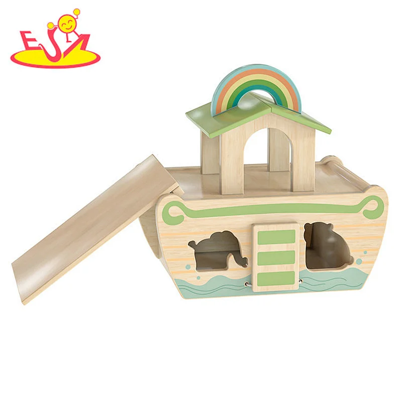 Hot Selling Educational Animal Shape Sorter Wooden Noah Ark Toy For Kids W12D484