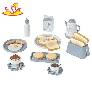 Customize cooking set toys wooden breakfast play food for kids W10B466
