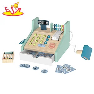 Kids Pretend Play Supermarket Shopping Game Wooden Cash Register Toy W10A163