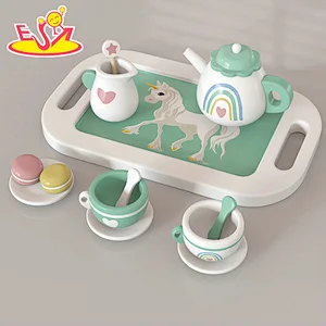 Popular Kids Educational Pretend Role Play Wooden Afternoon Tea Toy Set W10B463