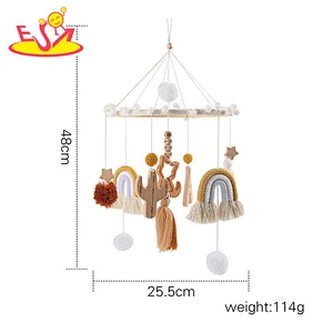Hot Selling Handmade Bedroom Hanging Toy Rainbow Wooden Bed Bell For Baby W08K369