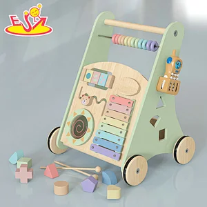 High Quality Early Educational Wooden Baby Push Walker With Activity Play W08J001I
