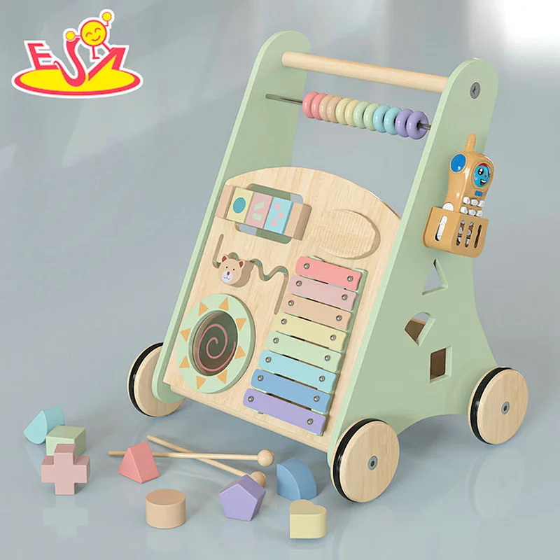 High Quality Early Educational Wooden Baby Push Walker With Activity Play W08J001I
