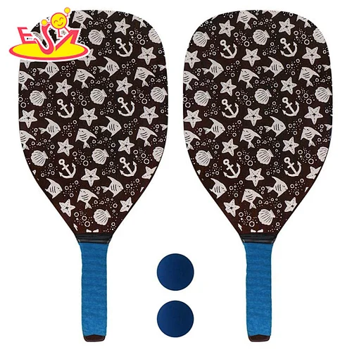 New Design Beach Tennis Racket Wooden Pickleball Paddle Set For Wholesale W01C005