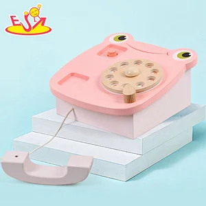 Montessori Interactive Simulation Wooden Frog Telephone Toy For Kids W10D527