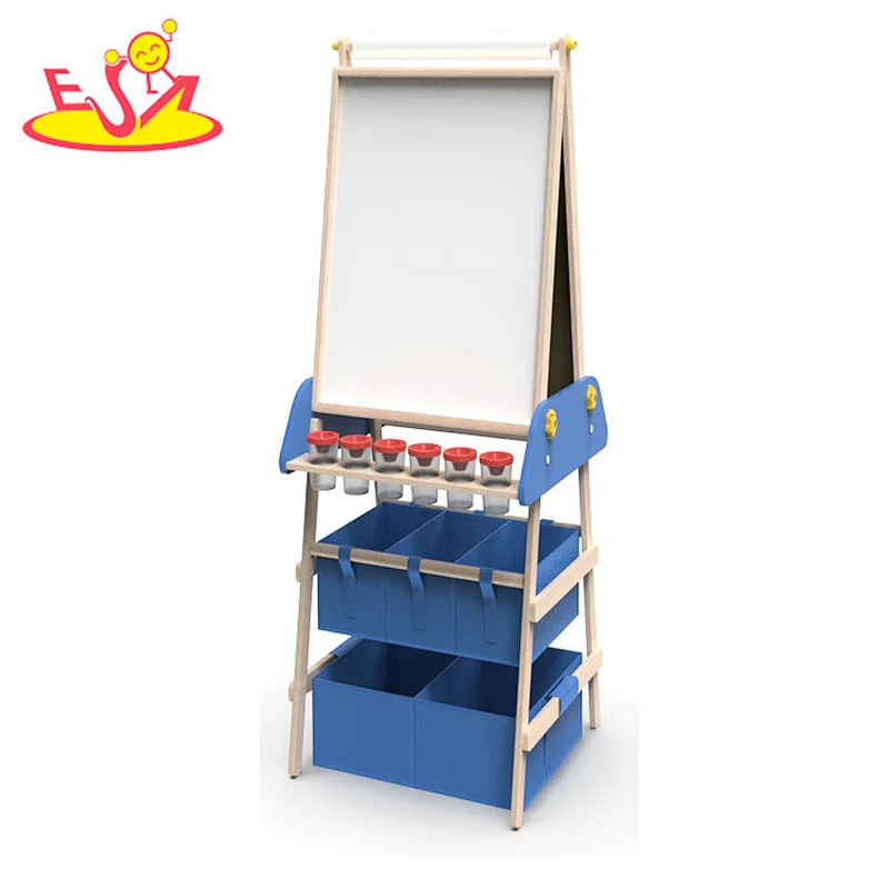New Design Kids Drawing Toy Adjustable Wooden Easel With Double-sided Board W12B239