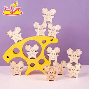 Educational Mouse and Cheese Blocks Wooden Balance Stacking Toy For Kids W13D411