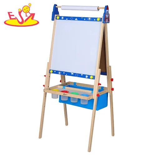 Customize Kids Drawing Board Toy Foldable Wooden Art Easel With Paper Roll W12B235