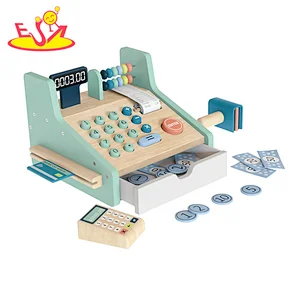 Kids Pretend Play Supermarket Shopping Game Wooden Cash Register Toy W10A163