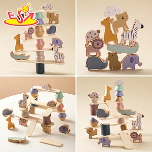 Hot Sale Educational Balance Toy Wooden Animal Stacking Blocks For Kids W13D415