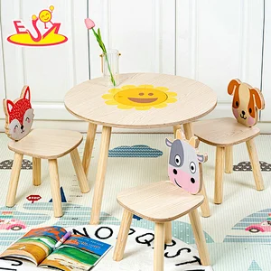 High Quality Kids Furniture Cartoon Animal Wooden Table and Chairs Set W08G351