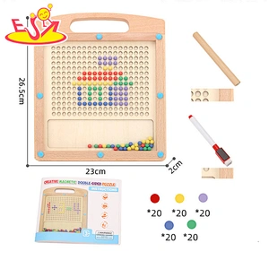Kids Educational Double-sided Wooden Magnetic Bead Game With Whiteboard W12B242