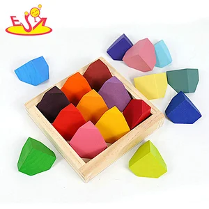 18 Pcs Educational Corner Stone Toys Rainbow Wooden Building Blocks For Kids W11D024