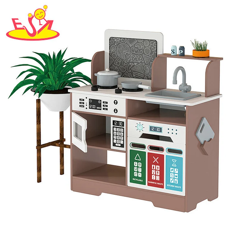 تصميم جديد معكرون لعبة مطبخ خشبية لطيفة للأطفال W10C582