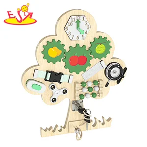 Montessori Sensory Activity Board Tree Shape Wooden Busy Board For Kids W12D439