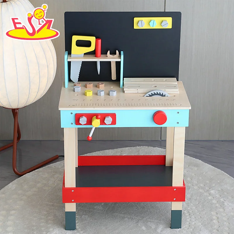 New simulated play kids wooden toy work bench with tools W03D210