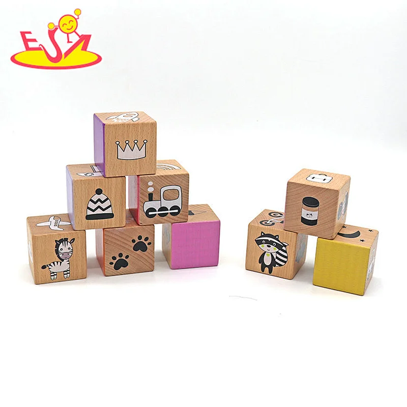 Wholesale Eco-Friendly Cartoon Pattern Wooden Building Block Set For Kids W13A287