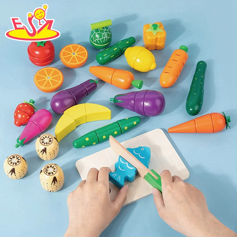 New Cooking Play Set Simulation Magnetic Wooden Cutting Food Toys For Kids W10B468