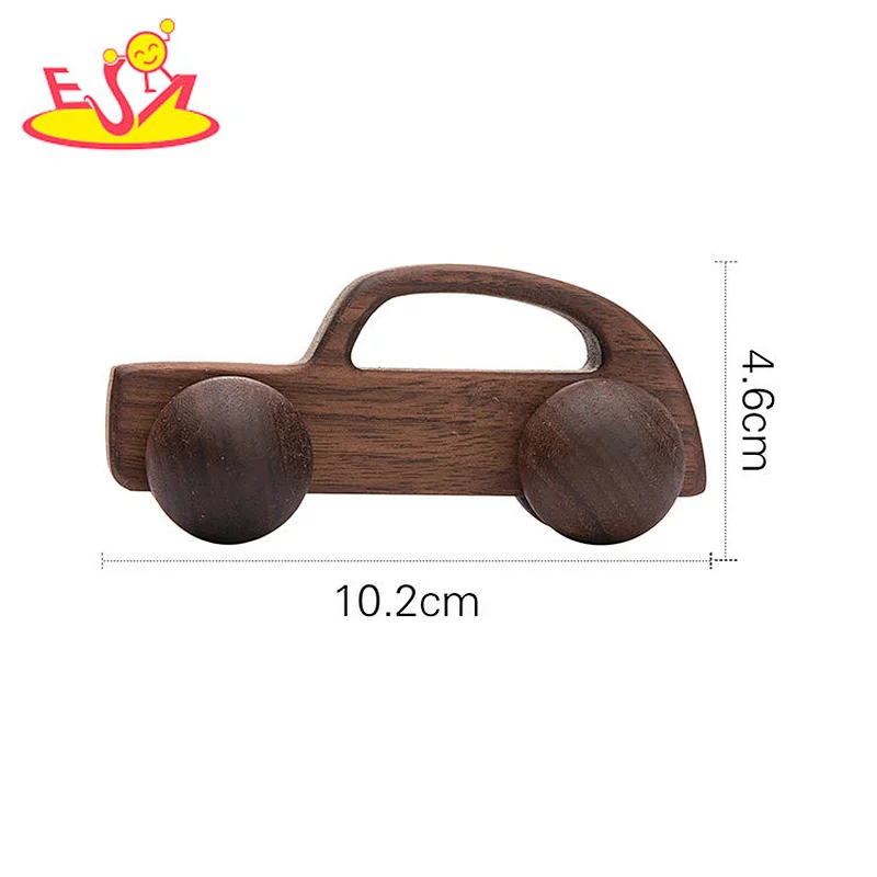Customize Educational Teething Mini Walnut Wooden Push Car Toy For Kids W04A611