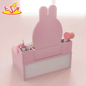 New Arrival Makeup Pretend Play Wooden Pink Bunny Dressing Table For Kids W10D577