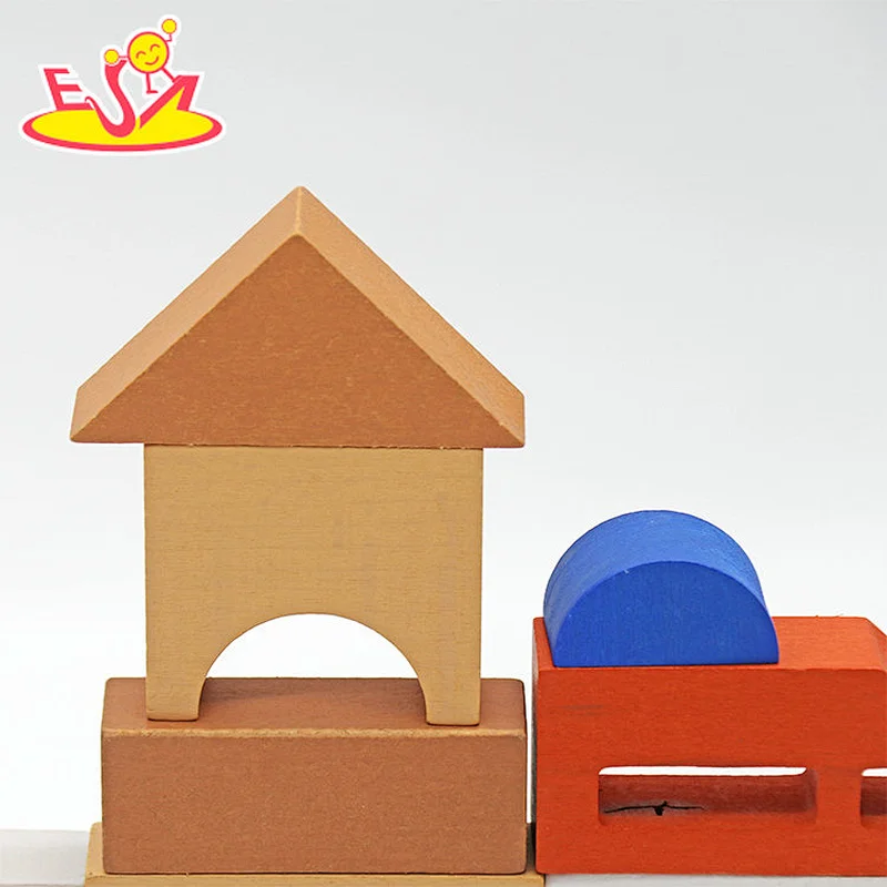 Hot Selling Educational 18 Pcs Construction Wooden Building Blocks For Kids W13A297