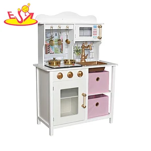 Wholesale Kids Cooking Toy Simulation Mini Wooden Play Kitchen With Sound Light W10C698B