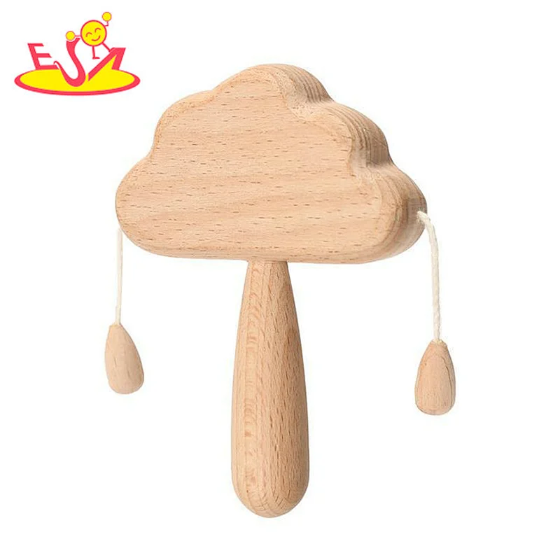 High Quality Educational Musical Beech Wooden Sand Hammer Toy For Kids W07I199