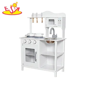 2023 New update cheap wooden white toy kitchen for kids W10C404H