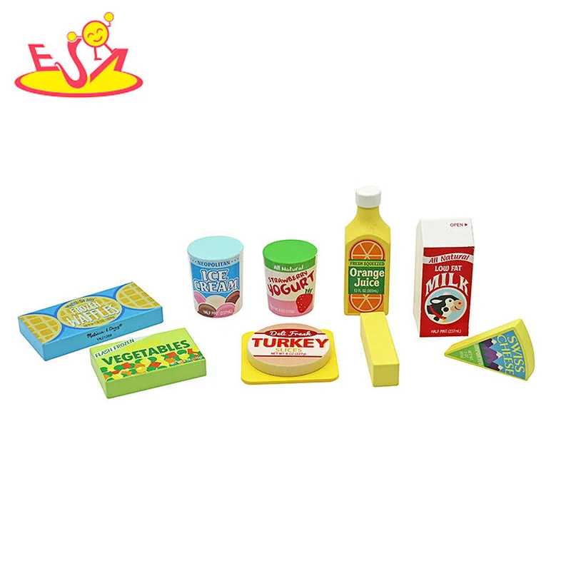 Popular 9 Pcs Pretend Play Kitchen Toys Wooden Play Food Set For Kids W10D684