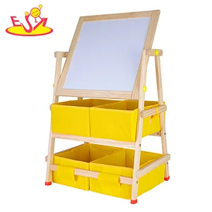New Arrival Kids Double-sided Wooden Drawing Board With 2 Layer Storage W12B237