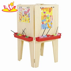 New Design Standing Drawing Board 4-Sided Adjustable Wooden Easel For Kids W12B248