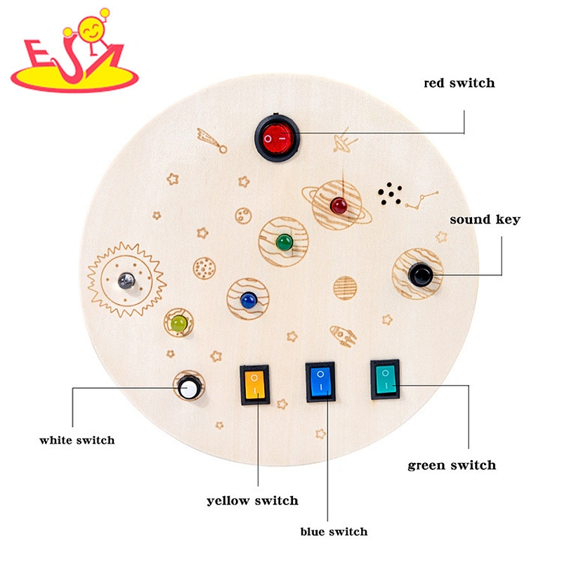 Hot Selling Educational Busy Board Wooden LED Light Switch Board For Kids W12D458
