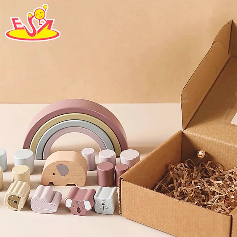 Early Learning Balance Toy Cartoon Animal Wooden Stacking Blocks For Kids W13D406