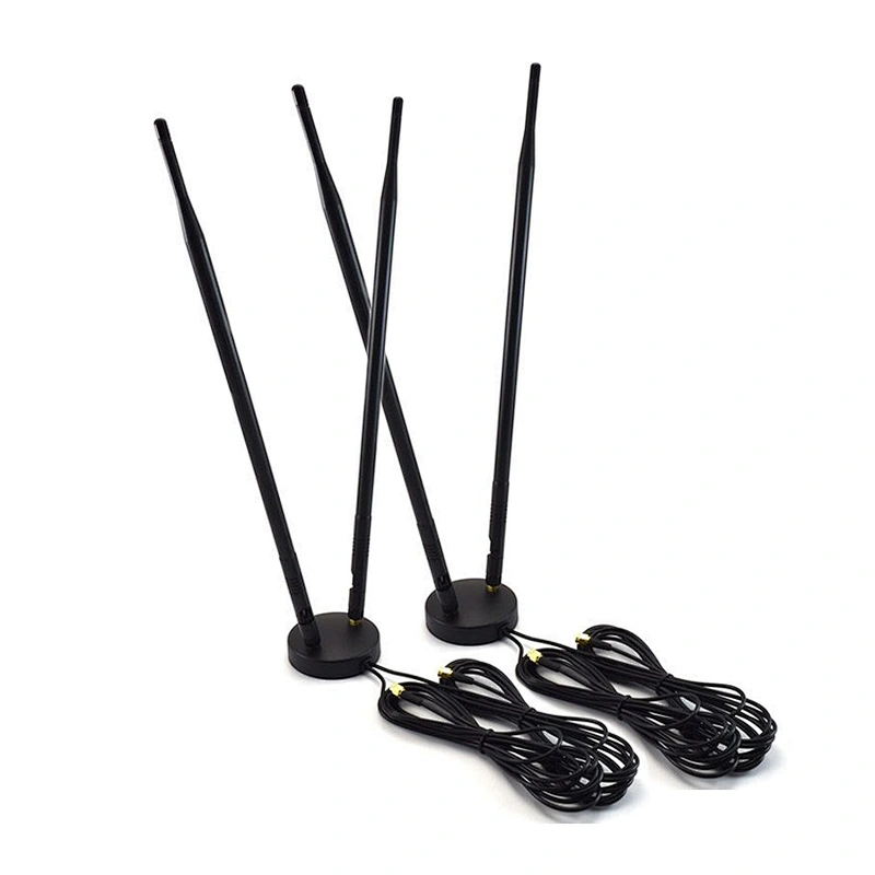 3G/4G Two 9 dbi Rubber Antennas With Magnetic Base Double SMA Male Connector