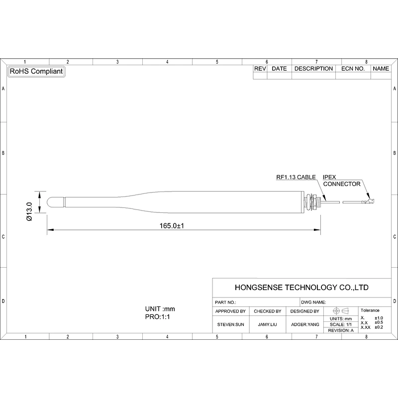 2.4G 5.8G Dual Band Antenna Approving Internet Wifi Antenna RF1.13 Cable Antenna