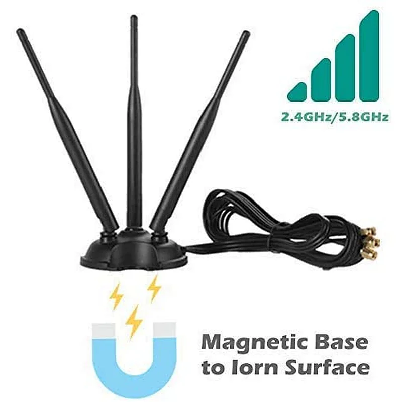 WiFi Antenna Dual Band 2.4GHz 5GHz with Magnetic Base for Wireless Network Router with RP-SMA male Connector