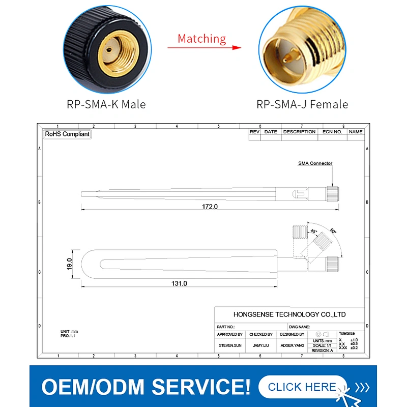 Omni 2.4G 5.8G 7dBi Dual Band External Terminal Antenna Flat Paddle Rubber Antenna