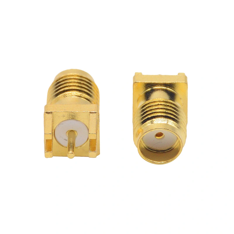SMA Female Jack Solder Nut Edge PCB Clip Straight Mo Nut Edge PCB Clip Straight Mount Gold Plated RF Connector Receptacle Solder